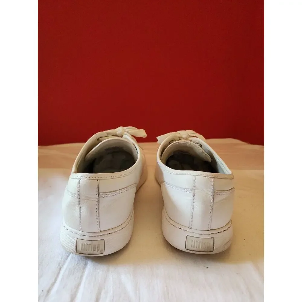 Size 10 Men's FitFlop Christophe Tumbled Leather Shoes White $130 MSRP